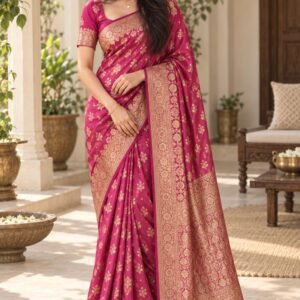 AI-created Maya styling inspiration: Shiv Textiles women's Banarasi silk saree
