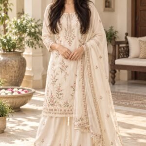 AI-created Maya styling inspiration: ANNI Designer embroidered viscose-blend kurta-palazzo dupatta