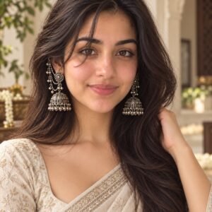 AI-created Maya styling inspiration: Nayantara oxidised Bahubali chain jhumka