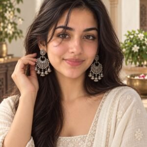 AI-created Maya styling inspiration: YouBella Afghan tribal oxidised dangler earrings