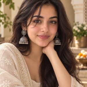 AI-created Maya styling inspiration: YouBella Afghan oxidised jhumka Style 1