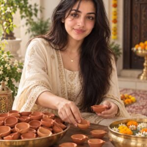 AI-created Maya styling inspiration: Saudeep India large terracotta diya pack of 221